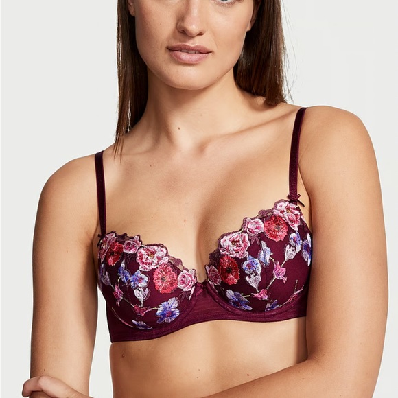 NWT Victoria’s Secret Lightly Lined Floral Embroidery Demi Bra Kir Embroidery - Picture 1 of 6